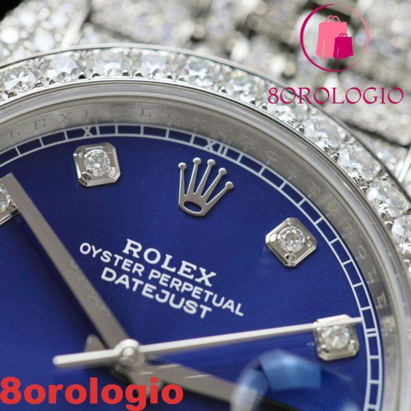 Rolex Datejust 41 Quadrante Blu Diamanti Jubilee Iced Out Moissanite Migliore Replica 41mm Orologio - immagine 12