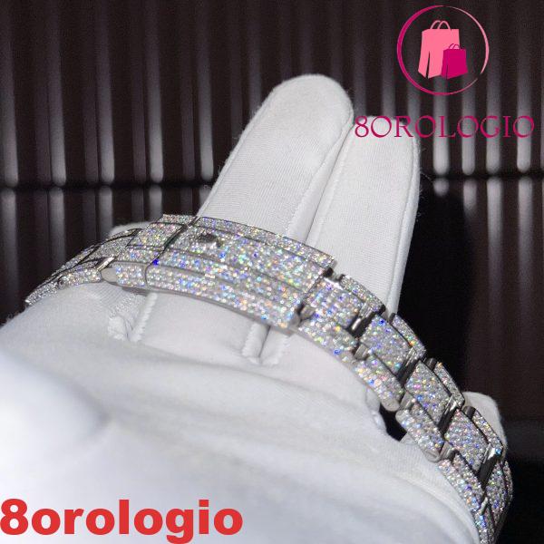 Replica Migliore Rolex Datejust 41mm Numeri Romani Blu Iced Out Moissanite Orologio - immagine 7