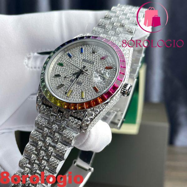 Replica Rolex Datejust 41 Iced Out Moissanite Rainbow Jubilee di Migliore Qualità 41mm Orologio - immagine 8