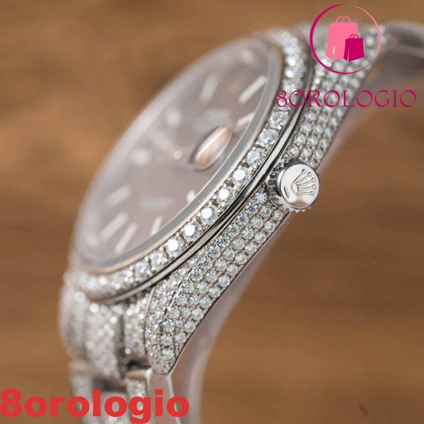 Rolex Datejust Quadrante Nero Luminoso Iced Out Moissanite Miglior Replica 41mm Orologio - immagine 9