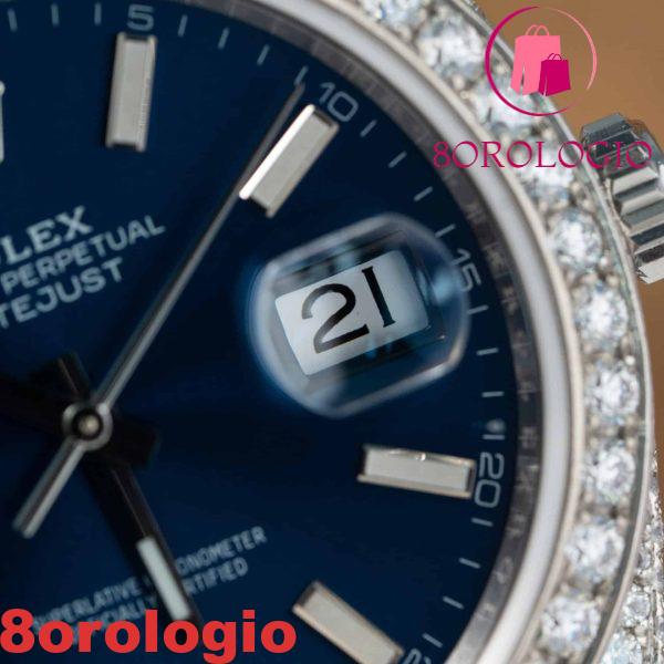 Replica migliore Rolex Datejust 41mm quadrante blu luminoso ghiacciato con moissanite Orologio - immagine 10