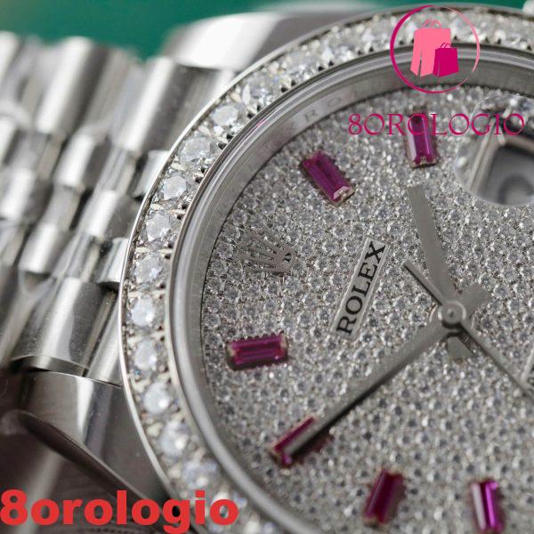 Rolex Datejust Personalizzato Moissanite su Quadrante e Lunetta Migliore Replica 41mm Orologio - immagine 11
