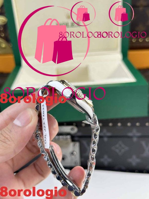 Rolex Datejust Two Tone Lady Replica 10K Oro Giallo Black Dial Jubilee 31mm Orologio - immagine 8