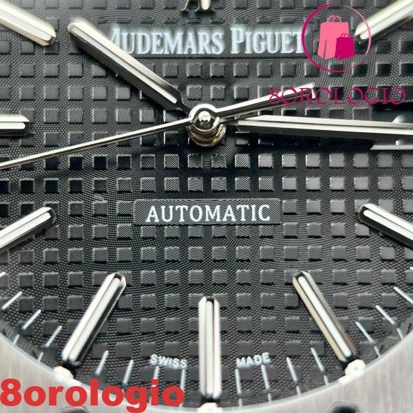 Audemars Piguet Royal Oak 15400ST Cinturino in Gomma Quadrante Nero Migliore Replica APS Factory 41mm Orologio - immagine 9