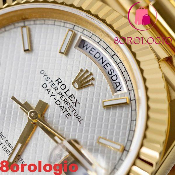 Replica GMF V3 Migliore Orologio Rolex Day Date 228238-0008 Quadrante Motivo Diagonale Argento Indici a Bastone Placcato Oro 18K 40mm Orologio - immagine 9