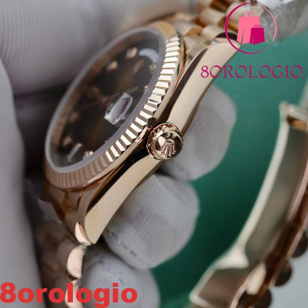 Replica 1:1 Rolex Day-Date 128235-0037 Quadrante Marrone Fumé con Diamanti 36mm in Oro 18K Orologio - immagine 8