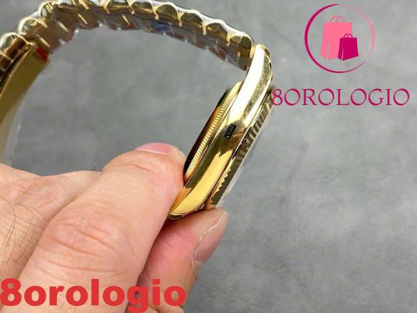Replica Rolex Day-Date 128238-0130 Oro Giallo Quadrante Verde Brillante con Diamanti 158g Super Clone QF 36mm Orologio - immagine 8