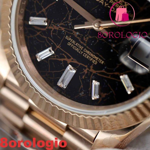 Replica Rolex Day-Date 228235 Oro Rosa Einsenkiesel Quadrante Baguette 186g Migliore Replica Q Factory 40mm Orologio - immagine 11