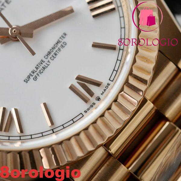 Rolex Day-Date 228235-0032 Quadrante Bianco con Indici Romani 18K Oro Rosa Rivestito Miglior Replica V3 GMF 40mm Orologio - immagine 8