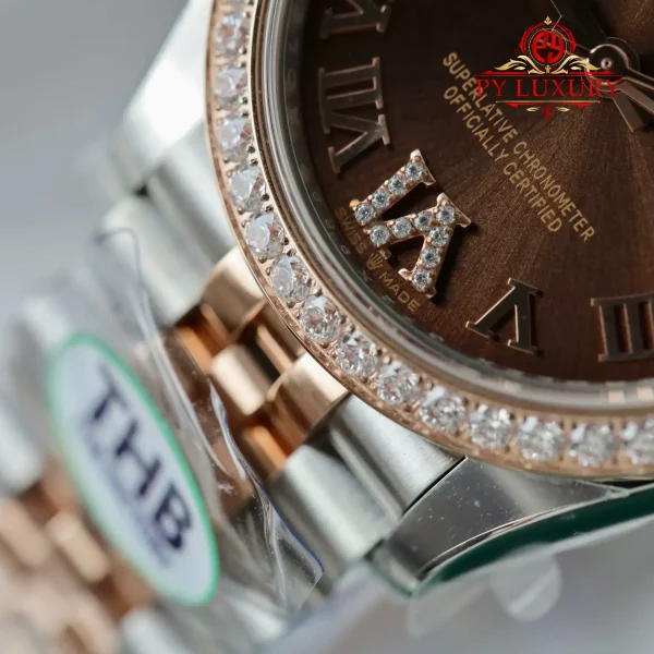 Rolex Datejust 278381RBR-0006 Due Tono Quadrante Cioccolato Ghiera con Diamanti Jubilee Miglior Replica THB 31mm Orologio - immagine 9