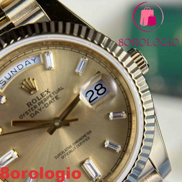 Rolex Day-Date 228238 18K Oro Giallo Replica Quadrante Champagne con Diamanti 177g GMF V3 Super Clone 40mm Orologio - immagine 9