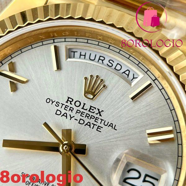 Rolex Day-Date 228238-0002 Quadrante Argento con Indici Romani Placcato in Oro 18K Miglior Replica V3 GMF 40mm Orologio - immagine 8