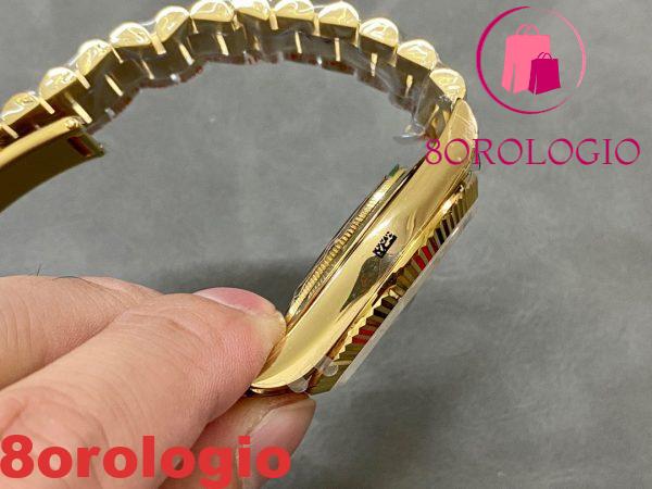 Rolex Day-Date 228238-0004 Oro Giallo Quadrante Nero Brillante con Diamanti 184g Migliore Replica 40mm Orologio - immagine 8