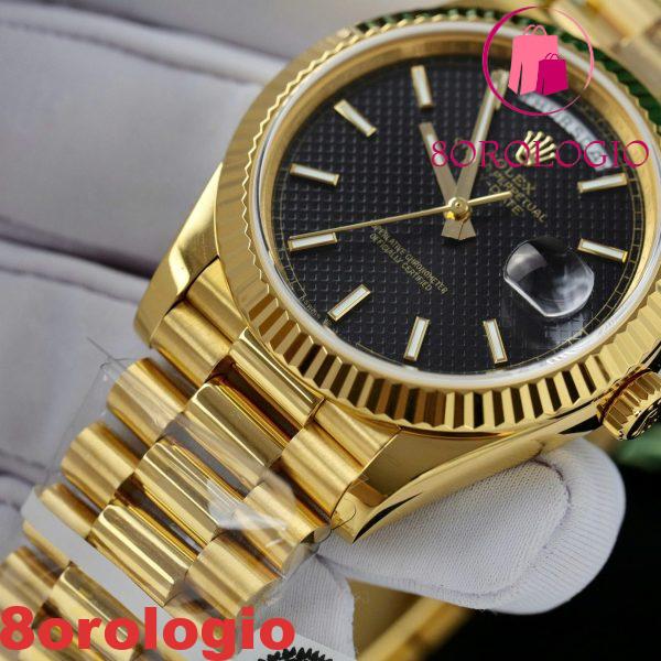 Rolex Day-Date 228238-0007 Quadrante Nero Motivo Indici 18K Oro Rivestito Migliore Replica V3 GMF 40mm Orologio - immagine 8