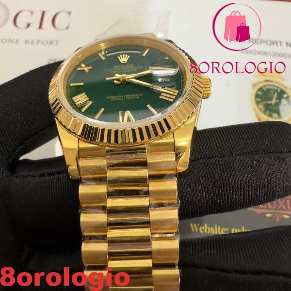 Rolex Day-Date 228238-0061 Quadrante Verde Romano Oro Giallo 18K Rivestito Miglior Replica V3 GMF 40mm Orologio - immagine 12