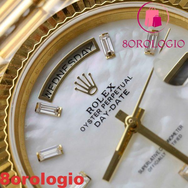 Rolex Day-Date 228238-0071 MOP Baguette Moissanite Indici Quadrante Rivestito in Oro Giallo 18K GMF V3 Migliore Replica 40mm Orologio - immagine 11
