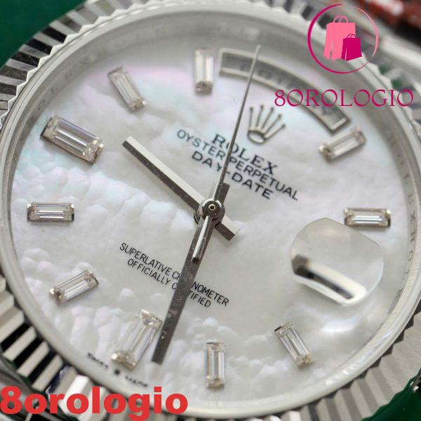 Rolex Day-Date 228239 Quadrante MOP Baguette Moissanite Indici GMF V3 Migliore Replica 40mm Orologio - immagine 9