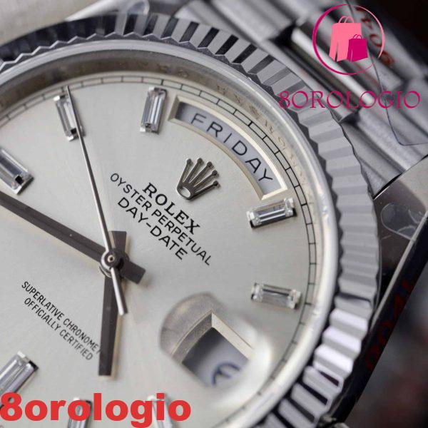 Rolex Day-Date 228239 Quadrante Baguette Argento 177g Migliore Replica V3 GMF 40mm Orologio - immagine 11