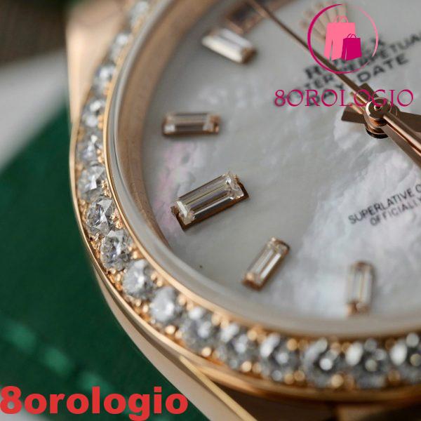 Rolex Day-Date 228345RBR-0026 Quadrante MOP Baguette Oro Rosa 18K Con Ghiera in Moissanite GMF V3 Miglior Replica 40mm Orologio - immagine 10