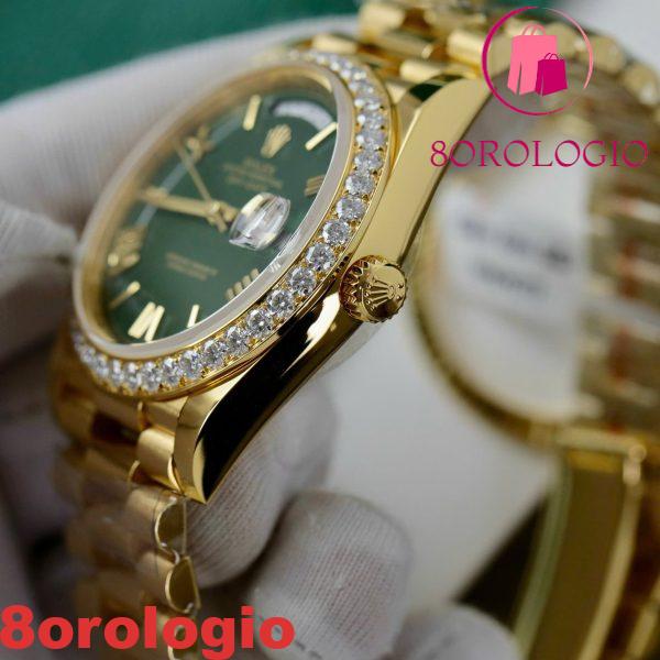 Replica 1:1 GMF V3 Rolex Day-Date 228348RBR Quadrante Verde Pastello 18k Oro Placcato con Ghiera in Moissanite 40mm Orologio - immagine 7