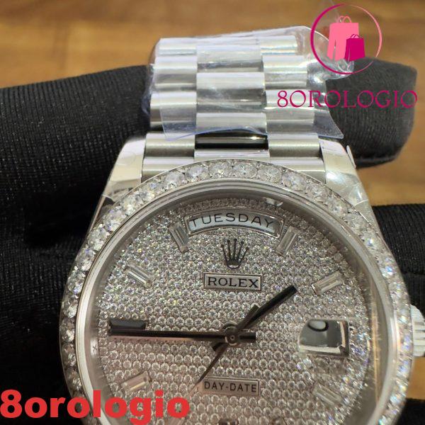 Rolex Day-Date 228349RBR Custom Moissanite Bezel Paved Moissanite Dial GMF V3 Miglior Replica 40mm Orologio - immagine 12