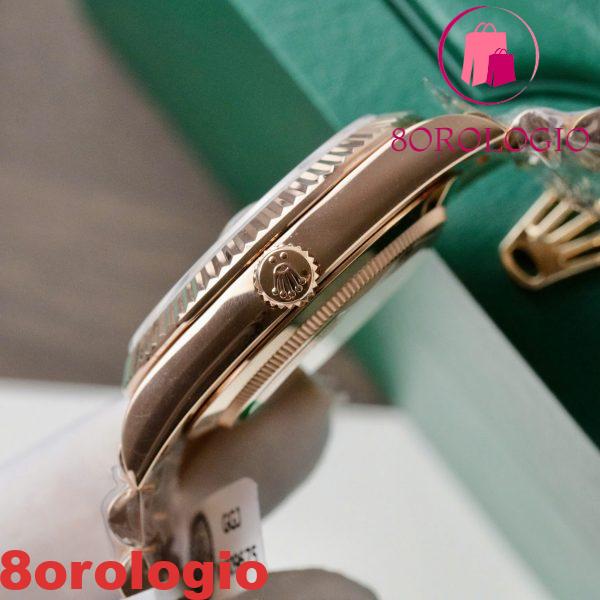Rolex Day-Date 40 Quadrante Blu Baguette Oro Rosa 18K Wrapped Migliore Replica Q Factory 40mm Orologio - immagine 7