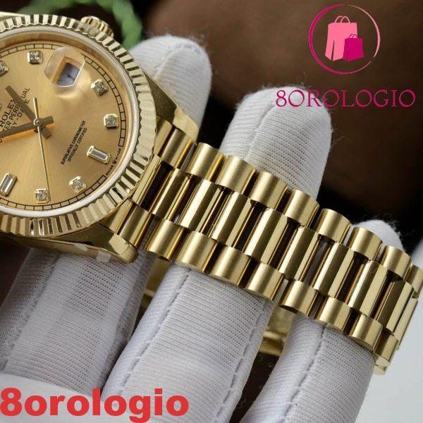 Replica Rolex Day-Date 40 Oro Giallo Quadrante Champagne con Diamanti V3 GMF 40mm Orologio - immagine 9