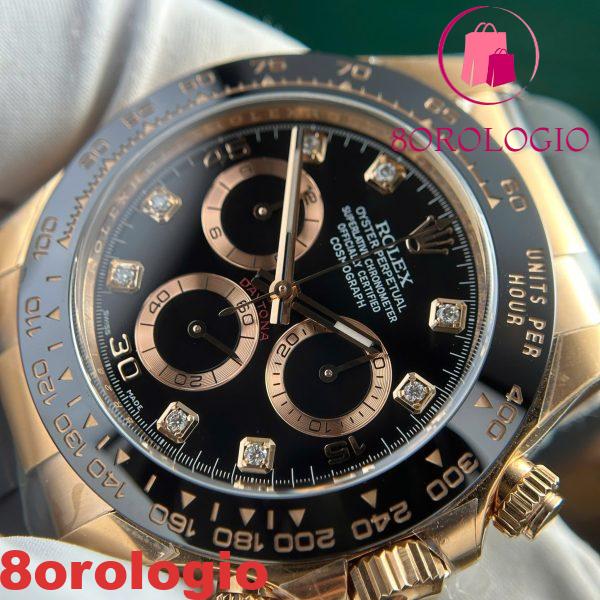 Rolex Cosmograph Daytona 116515LN Oro Rosa Quadrante Nero con Diamanti Cinturino Oysterflex 1:1 Migliore Replica Clean Factory 40mm Orologio - immagine 10
