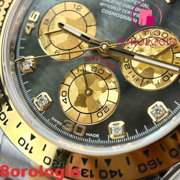 Rolex Daytona 116503 Due Toni Oro Giallo Quadrante Nero MOP Bracciale Oyster Replica 1:1 40mm Orologio - immagine 8