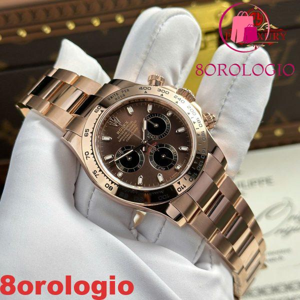 Rolex Daytona 116505 Quadrante Cioccolato Oro Rosa 18K Bracciale Oyster Rivestito Replica 1:1 Super Clone 40mm Orologio - immagine 12