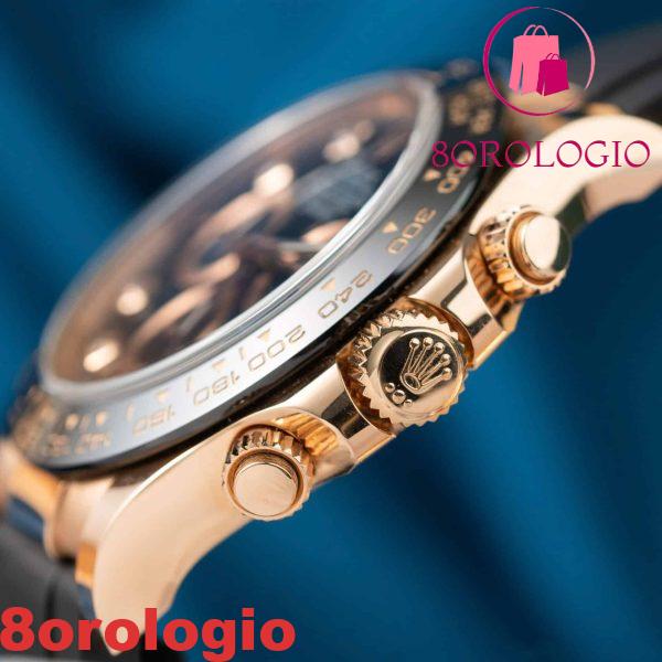Rolex Daytona 116515LN in oro rosa massiccio 18K con quadrante nero con diamanti cinturino in gomma Oysterflex 40mm replica Orologio - immagine 12