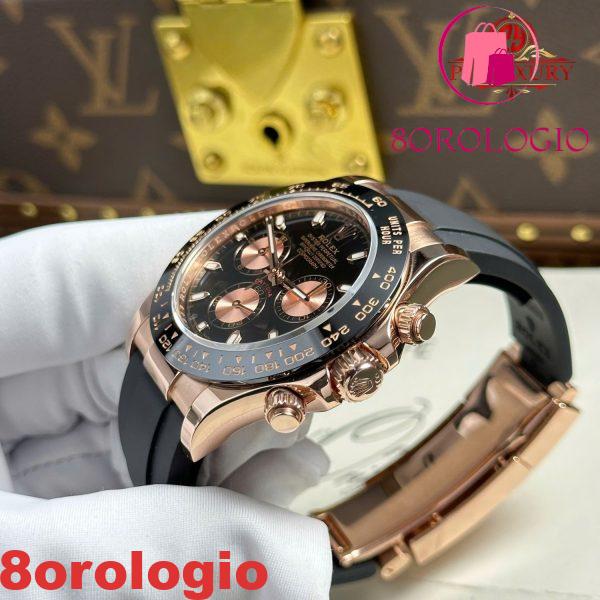 Rolex Daytona 116515LN Quadrante Nero Oro Rosa 18K Wrapped Oysterflex 1:1 Migliore Replica 40mm Orologio - immagine 12