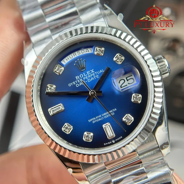 Rolex Day-Date 128239-0023 Quadrante Blu Ombré con Diamanti 158g Miglior Replica QF 36mm Orologio - immagine 12