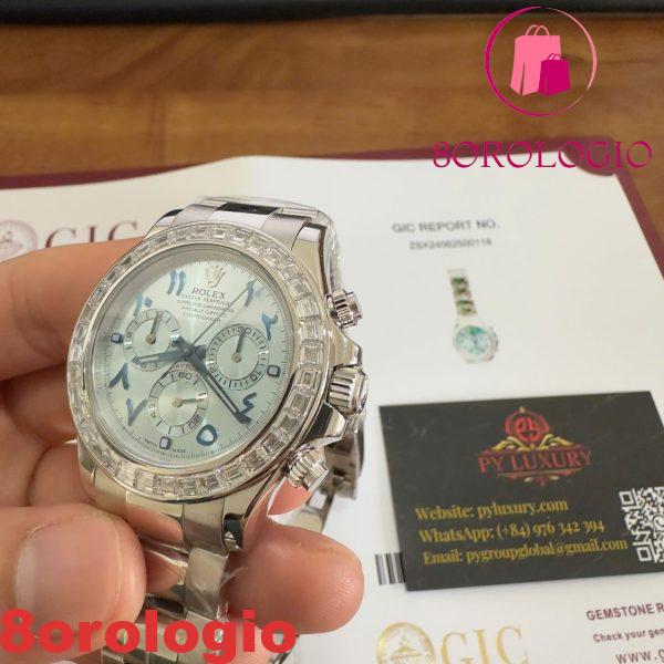 Rolex Daytona 116576TBR-0005 Platinum Quadrante Arabo Replica Diamanti a Baguette 40mm Orologio - immagine 14