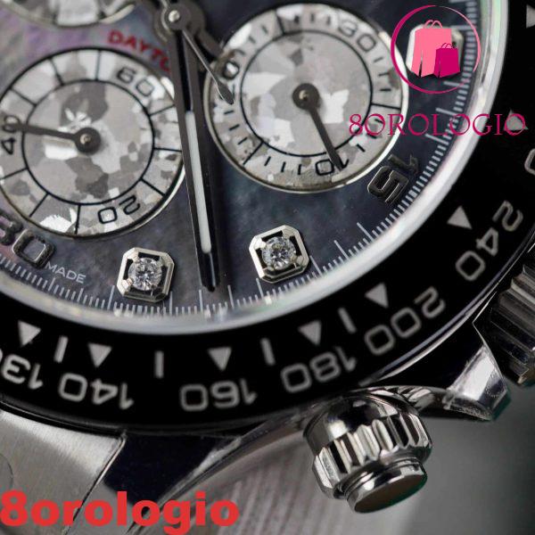 Rolex Daytona Quadrante Nero MOP Indici Personalizzati in Moissanite Bracciale Oyster Migliore Replica 40mm Orologio - immagine 9