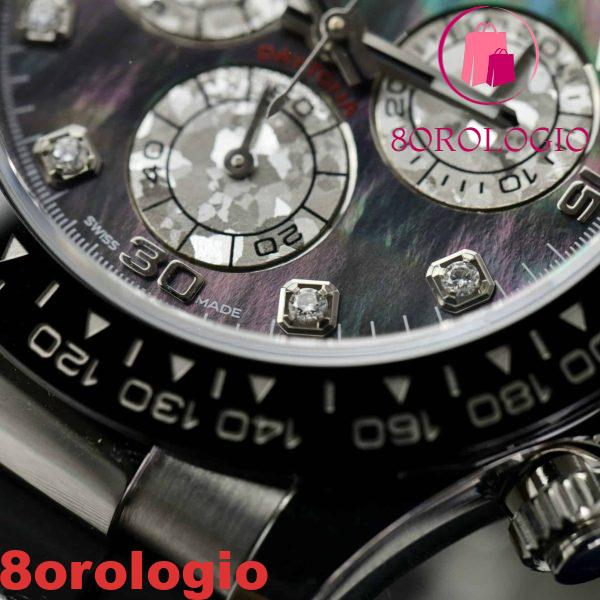 Rolex Daytona MOP Nero Numeri in Moissanite Super Clone 40 mm Replica Orologio - immagine 9