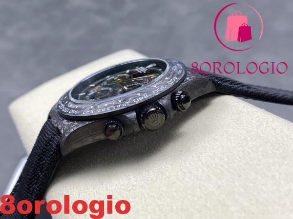 Rolex Daytona DiW Scheletro Quadrante Nero Cinturino in Fibra di Carbonio e Nylon Replica 1:1 Migliore 40mm Orologio - immagine 7