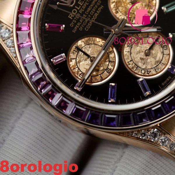 Rolex Daytona Rainbow 116595 Oro Rosa Calibro 4130 Super Replica 40mm Orologio - immagine 10