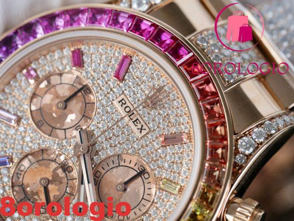 Rolex Daytona Rainbow 116595RBOW Full Diamond 18K Gold Placcato Custom Moissanite Miglior Replica 40mm Orologio - immagine 8