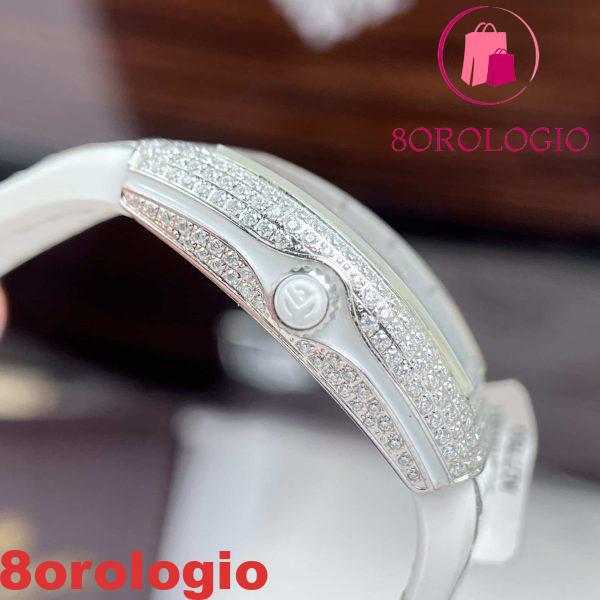 Franck Muller Vanguard V32 White Custom Full Moissanite Migliore Replica ABF 32mm Orologio - immagine 8