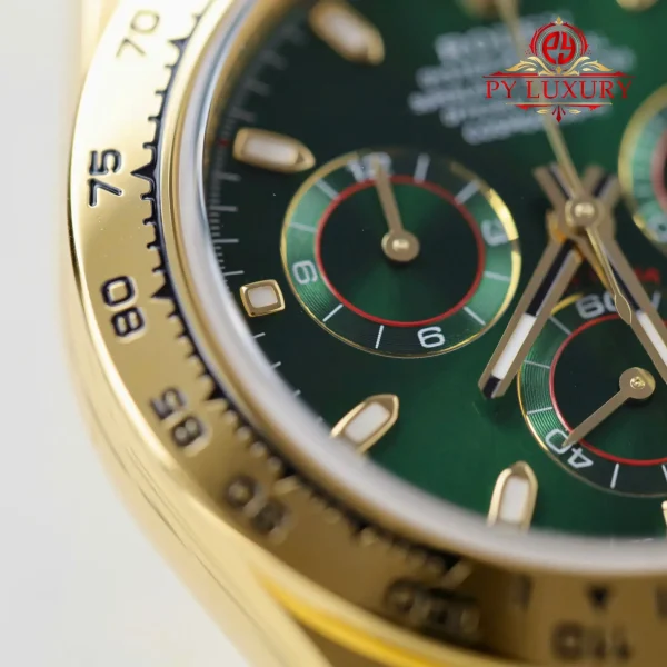 Replica Rolex Daytona John Mayer Quadrante Verde Oro Giallo 18K 1:1 40mm Orologio - immagine 9