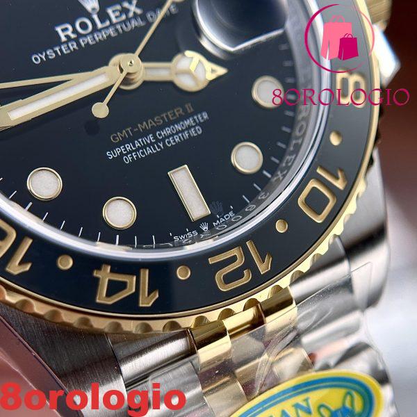 Rolex GMT-Master II 126713GRNR Due Toni Oro Giallo Quadrante Nero Jubilee Migliore Replica CF 40mm Orologio - immagine 5