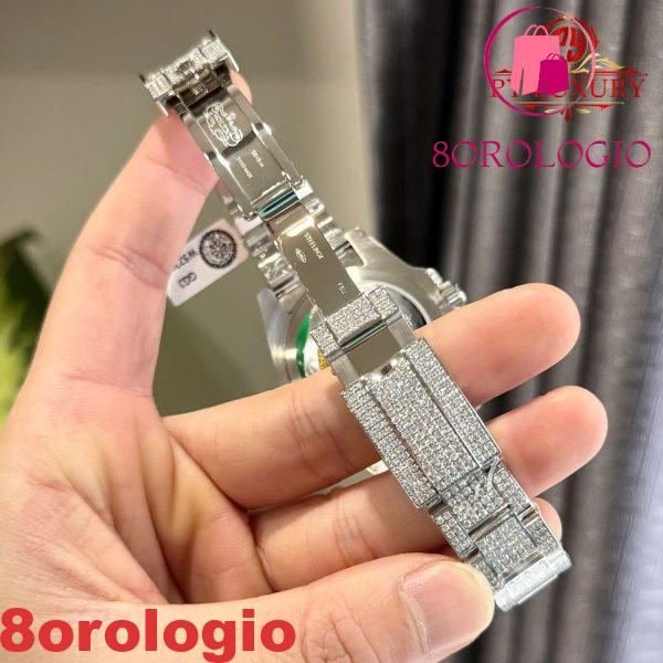 Replica Rolex GMT-Master II Iced Out Moissanite Baguette Zaffiro & Moissanite Lunetta 1:1 Migliore 40mm Orologio - immagine 7