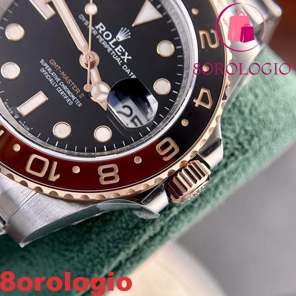 Rolex GMT-Master II Root Beer Two Tone Quadrante Nero Replica Super Clone Clean Factory 40mm Orologio - immagine 11