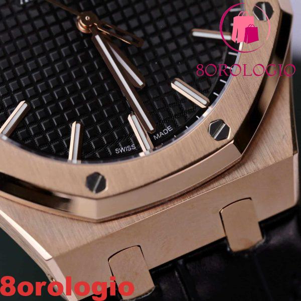 Audemars Piguet Royal Oak 15500OR replica in oro 18K con quadrante nero in pelle 41mm Orologio - immagine 9