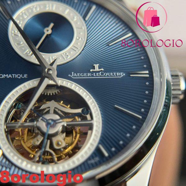 Jaeger-LeCoultre Master Ultra Thin Tourbillon Quadrante Blu Pelle Migliore Replica APSF 40mm Orologio - immagine 9