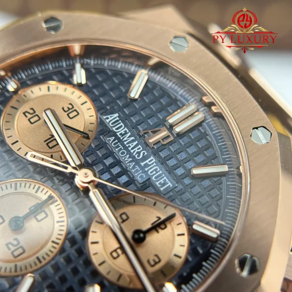 Audemars Piguet Royal Oak Chronograph 26239OR Oro Rosa Quadrante Blu 1:1 Super Replica APSF 41mm Orologio - immagine 11