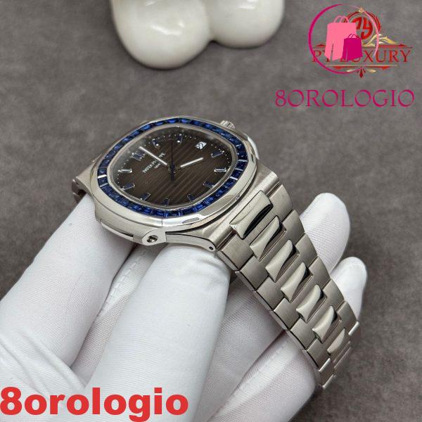 Replica Patek Philippe Nautilus 5711/111P-001 Zaffiro Blu Personalizzato 1:1 Platino Reale 40mm Orologio - immagine 7