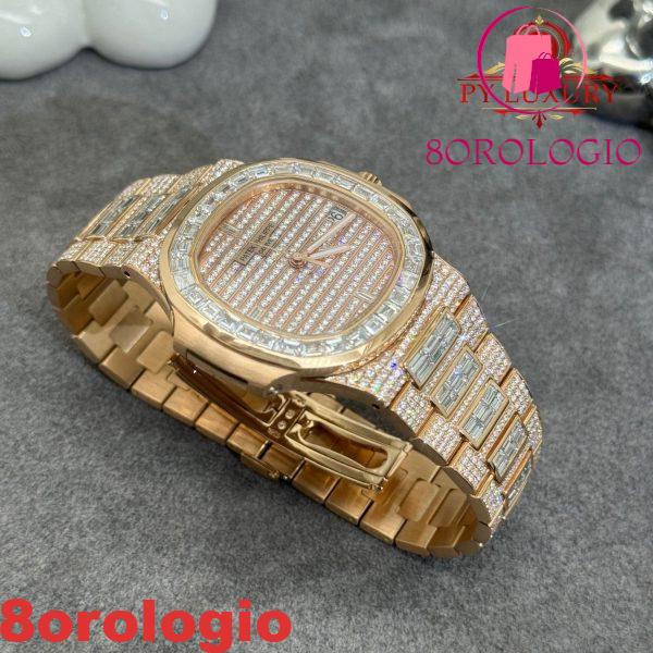 Replica Patek Philippe Nautilus 5719/10R-010 1:1 in Oro Rosa Massiccio 18K con Diamanti 40mm Orologio - immagine 7