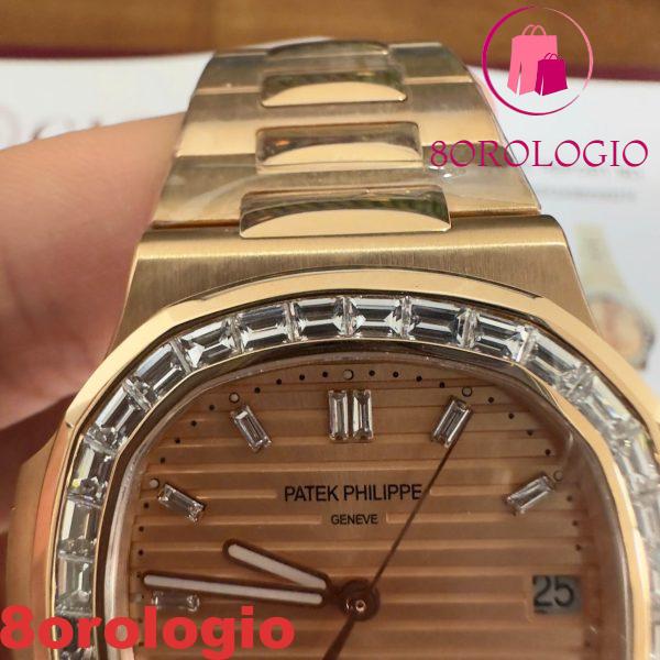 Patek Philippe Nautilus 5723/1R-001 Quadrante Oro Rosa 18K Oro Massiccio Replica Diamanti Baguette 40mm Orologio - immagine 7